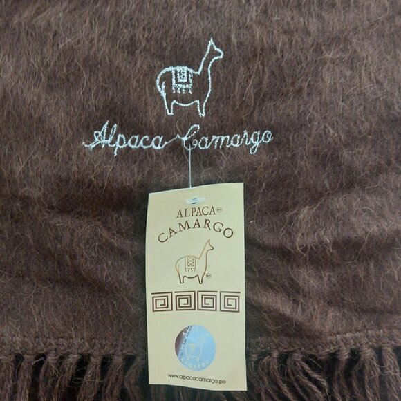 Alpaca Camargo Scarf Set of 2 NEW Peru Brown Red Quality Holiday Gift Warm Wool - Picture 4 of 12
